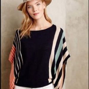 Moth Anthro Knit Blue Briston Stripe Poncho